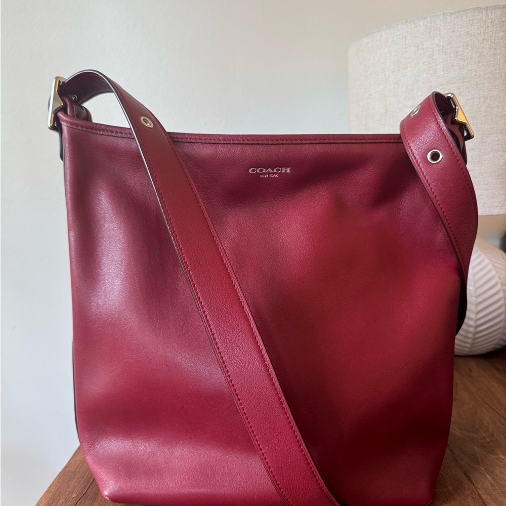 Coach Deep Red Leather Shoulder Bag
